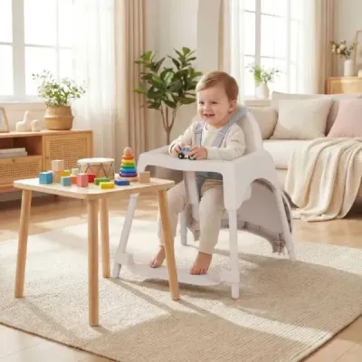 4 v 1 premeniteľná vysoká stolička pre bábätká Detská vysoká stolička s 2 výškami Detská stolička Khaki
