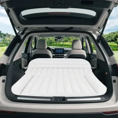 Matrac do auta 190 x 130 cm SUV nafukovací matrac obojstranná nafukovacia posteľ so vzduchovou pumpou béžová