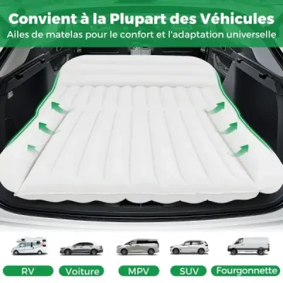Matrac do auta 190 x 130 cm SUV nafukovací matrac obojstranná nafukovacia posteľ so vzduchovou pumpou béžová