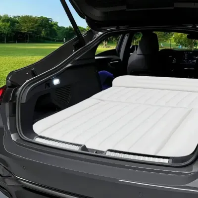 Matrac do auta 190 x 130 cm SUV nafukovací matrac obojstranná nafukovacia posteľ so vzduchovou pumpou béžová