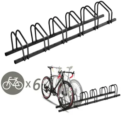 Stojan na bicykle so 6 parkovacími miestami pre bicykle Podlahový stojan čierny