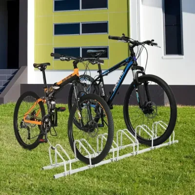 Stojan na bicykle pre 6 bicyklov Viacnásobný stojan oceľový stojan Stojan na bicykle Silver