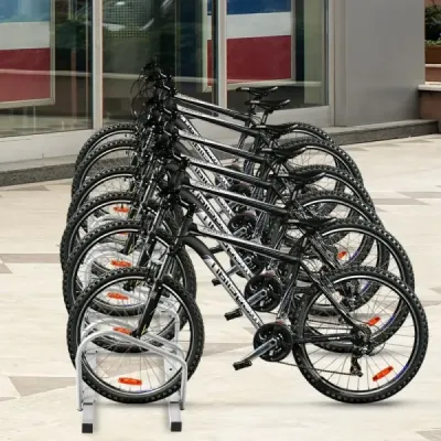 Stojan na bicykle pre 6 bicyklov Viacnásobný stojan oceľový stojan Stojan na bicykle Silver