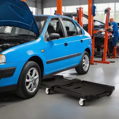 108 cm skladacia pojazdná doska dielenská montáž pojazdná doska s polstrovanou opierkou hlavy čierna