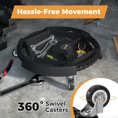 Mobilný pojazdný zásobník na náradie s 3 otočnými kolieskami a 4 priehradkami Nosnosť 136 kg Čierna