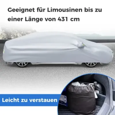 Nepremokavá plachta pre vozidlá Kryt na auto s dverami na zips 431 x 160 x 115 cm Strieborná