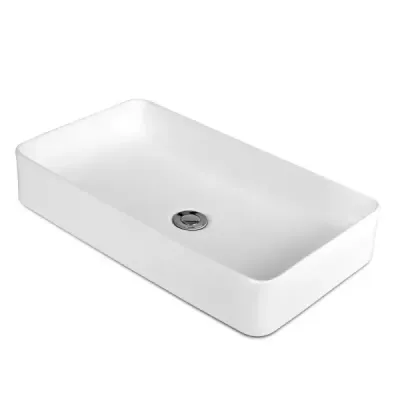 Porcelánové umývadlo Keramické umývadlo s výsuvným odpadom 60 x 35 x 11 cm Biela