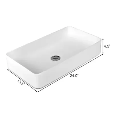 Porcelánové umývadlo Keramické umývadlo s výsuvným odpadom 60 x 35 x 11 cm Biela