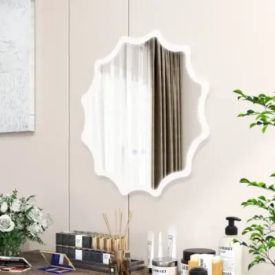 Kúpeľňové zrkadlo s vyhrievaním proti zahmlievaniu dizajn LED zrkadlo nástenné zrkadlo 60 x 60 cm