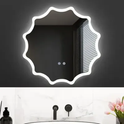 Kúpeľňové zrkadlo s vyhrievaním proti zahmlievaniu dizajn LED zrkadlo nástenné zrkadlo 60 x 60 cm