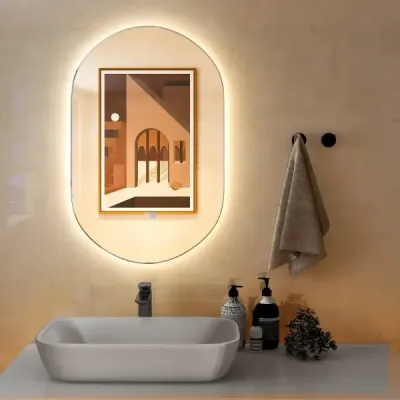 80 x 50 cm LED nástenné zrkadlo Oválne stmievateľné kúpeľňové zrkadlo