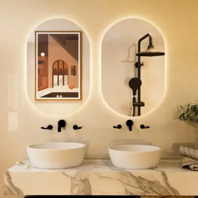 80 x 50 cm LED nástenné zrkadlo Oválne stmievateľné kúpeľňové zrkadlo