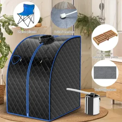 3L 1000W mini parná sauna s funkciou hmla Domáca sauna 78 x 87 x 101 cm Čierna