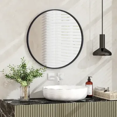 Kúpeľňové zrkadlo závesné zrkadlo zrkadlo odolné proti výbuchu nástenné zrkadlo kúpeľňové zrkadlo do kúpeľne okrúhle 61 x 61 x 2,5 cm