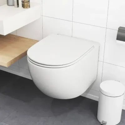 Závesná WC misa Keramická závesná WC misa biela s dvojitým splachovaním, automatické spúšťanie