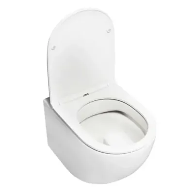 Závesná WC misa Keramická závesná WC misa biela s dvojitým splachovaním, automatické spúšťanie