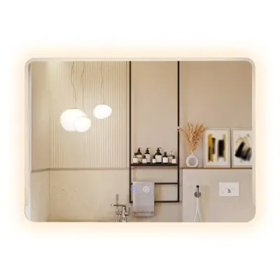 LED kúpeľňové zrkadlo s protizamlžovacím efektom, stmievateľné osvetlené kozmetické zrkadlo 70 x 50 cm