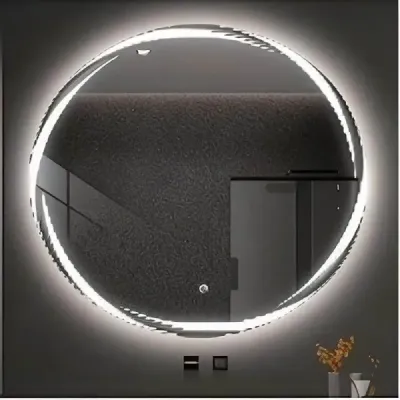 Kúpeľňové zrkadlo s osvetlením, 50 cm, okrúhle LED kúpeľňové zrkadlo s reguláciou jasu a 3 farbami svetla