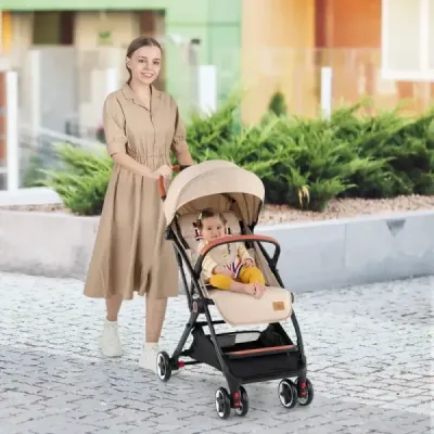 Skladací kočík s nastaviteľnou opierkou chrbta a nôh a strieškou Blue