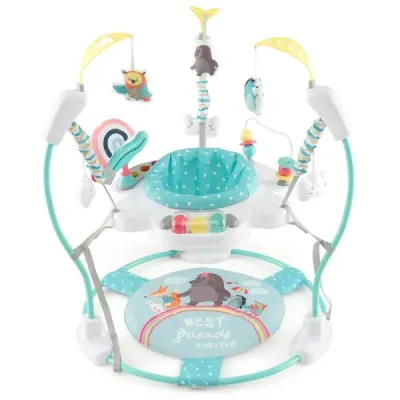 Detské chodítko Baby Sky Jumperoo s nastaviteľnou výškou a hračkami a hudobným boxom Modré