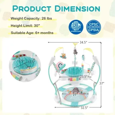 Detské chodítko Baby Sky Jumperoo s nastaviteľnou výškou a hračkami a hudobným boxom Modré