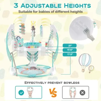 Detské chodítko Baby Sky Jumperoo s nastaviteľnou výškou a hračkami a hudobným boxom Modré
