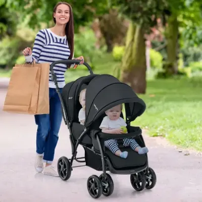 Súrodenecký kočík skladací súrodenecký kočík twin kočík twin bugg šedá