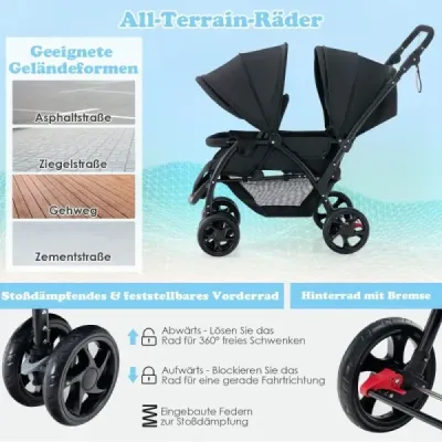 Súrodenecký kočík skladací súrodenecký kočík twin kočík twin bugg šedá