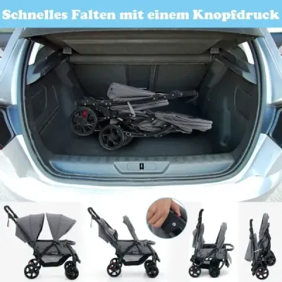 Súrodenecký kočík skladací súrodenecký kočík twin kočík twin bugg šedá