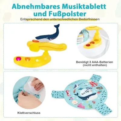 Detské chodítko Baby Sky Jumperoo s nastaviteľnou výškou a hračkami a hudobným boxom svetlomodré