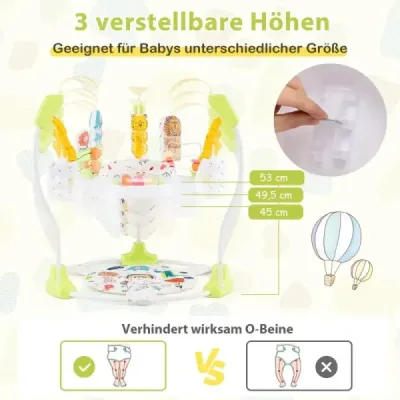 Detské chodítko Baby Sky Jumperoo s nastaviteľnou výškou a hračkami a hudobným boxom žlté