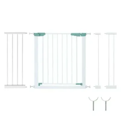 Dverová bezpečnostná brána Baby 80-132cm Kovová schodisková brána bez vŕtania 80-130 x 2 x 76 cm Biela