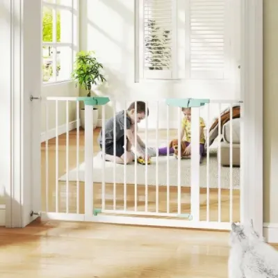 Dverová bezpečnostná brána Baby 80-132cm Kovová schodisková brána bez vŕtania 80-130 x 2 x 76 cm Biela