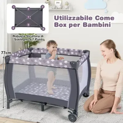 3 v 1 bočnej posteli Skladateľná cestovná posteľ s matracom zavesením hráča Hrajte pomoc šedú farbu