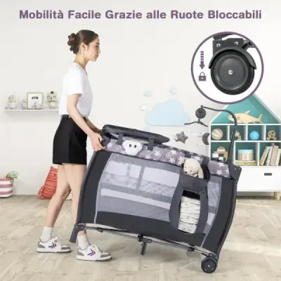 3 v 1 bočnej posteli Skladateľná cestovná posteľ s matracom zavesením hráča Hrajte pomoc šedú farbu