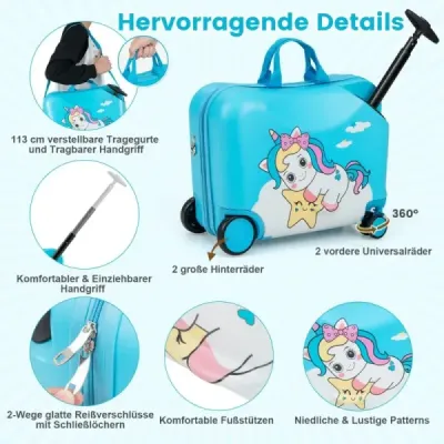2-dielny detský kufor + batoh 47 cm dlhý kufor na kolieskach a 30 cm široký batoh 12"+18" astronauti