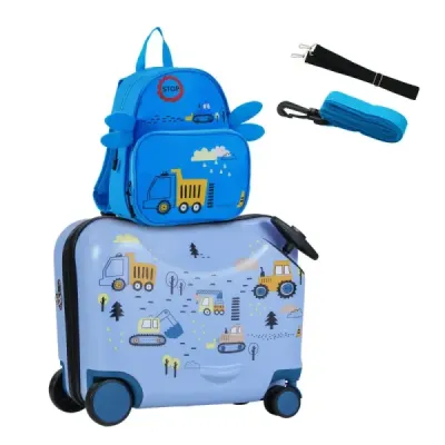 2-dielny detský kufrík + batoh 47 cm dlhý kufrík na kolieskach a 30 cm široký batoh sbagrom