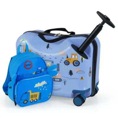 2-dielny detský kufrík + batoh 47 cm dlhý kufrík na kolieskach a 30 cm široký batoh sbagrom