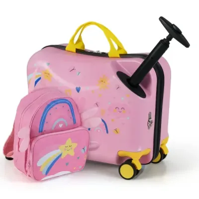 2-dielny detský kufor + batoh 47 cm dlhý kufor na kolieskach a 30 cm široký batoh hviezda