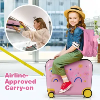2-dielny detský kufor + batoh 47 cm dlhý kufor na kolieskach a 30 cm široký batoh hviezda