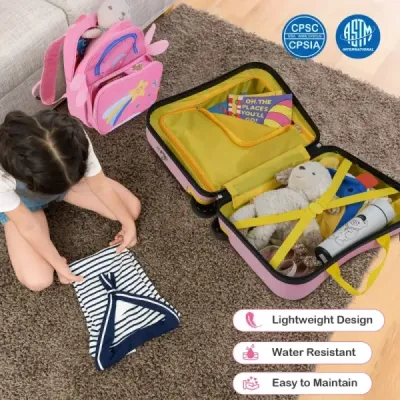 2-dielny detský kufor + batoh 47 cm dlhý kufor na kolieskach a 30 cm široký batoh hviezda
