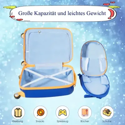 Detská batožina astronaut cestovný kufor detský kufor s batohom modrý