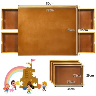 Puzzle stôl so 4 zásuvkami puzzle doska drevo 80 x 65cm