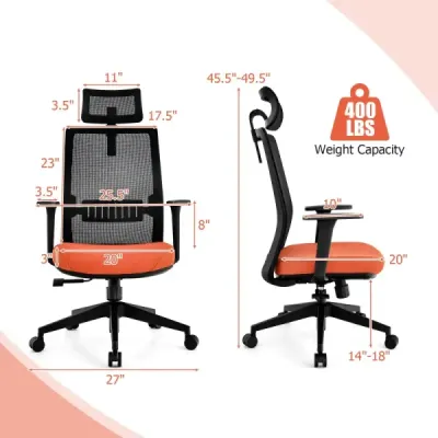 Ergonomická kancelárska stolička s operadlom a bedrovou opierkou a pohodlnou 3D opierkou hlavy do 180 kg