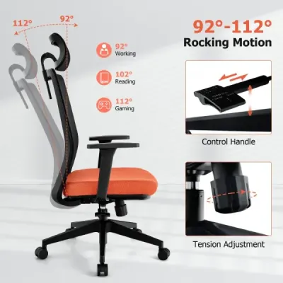 Ergonomická kancelárska stolička s operadlom a bedrovou opierkou a pohodlnou 3D opierkou hlavy do 180 kg