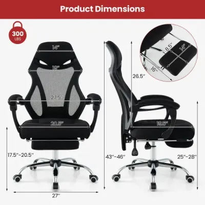 Ergonomická kancelárska stolička s opierkou nôh a výškovo nastaviteľným sklonom operadla