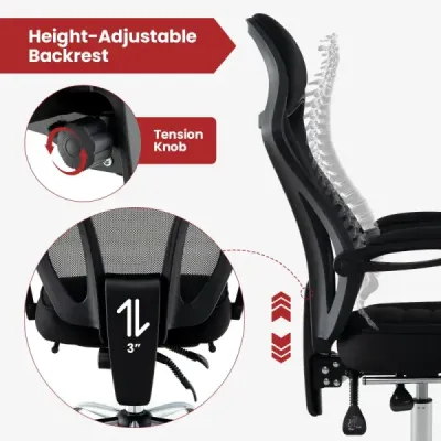 Ergonomická kancelárska stolička s opierkou nôh a výškovo nastaviteľným sklonom operadla