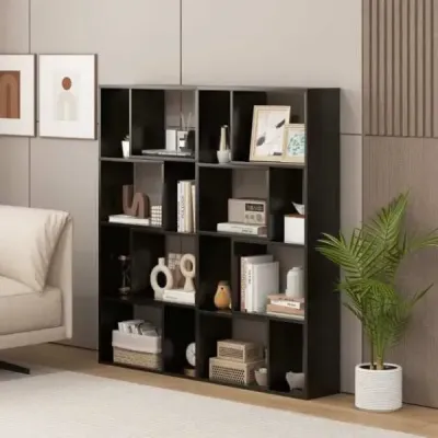 Regál na knihy so 4 úrovňami Stojaci regál s 8 priehradkami Kocka Regál 60 x 20 x 120 cm Čierna farba