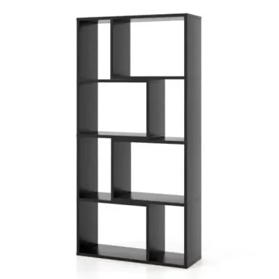 Regál na knihy so 4 úrovňami Stojaci regál s 8 priehradkami Kocka Regál 60 x 20 x 120 cm Čierna farba