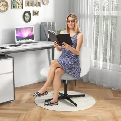 Kancelárska stolička bez podrúčok, výškovo nastaviteľná stolička so skríženými nohami a hojdacou funkciou, kancelárska stolička bez podrúčok, béžová